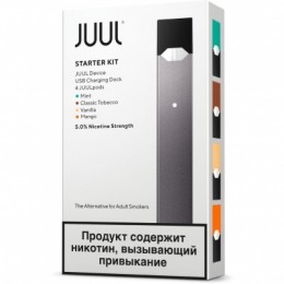 Набор Juul (8W, 200mAh) с картриджами JUUL Mint,Classic Tobacco, Vanilla, Fruit Mix (0,7 мл)